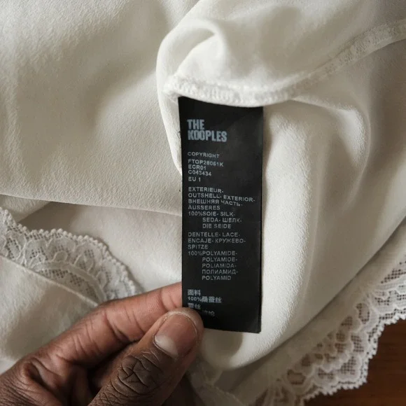 The Kooples Camisole Women White Lace Trim Silk Coquette Size 1 US S Coquette - Picture 6 of 10